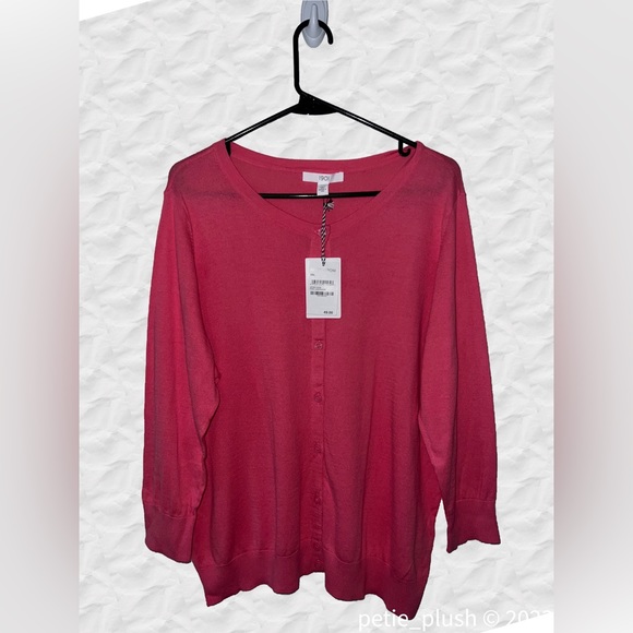1901 -NWT- Button-Down -3/4 Sleeve Lightweight Cardigan/Sweater - Pink Lemonade - Picture 1 of 4